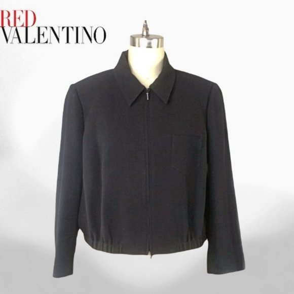 RED Valentino Jackets & Blazers - RED Valentino Cropped Jacket Black Zip Up